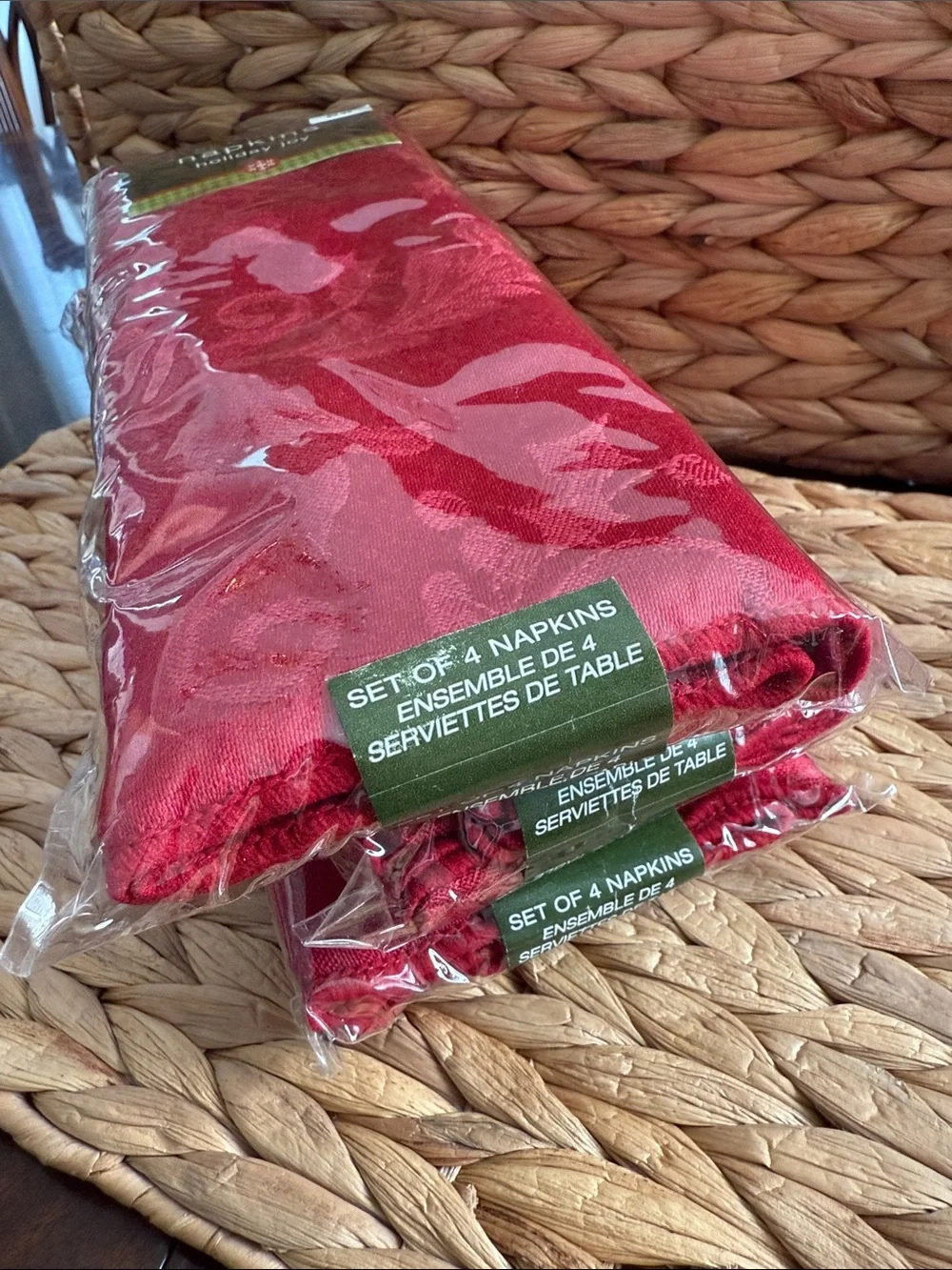 Bundle Red Holiday Tablecloth & 3 Napkin Sets - Pack of 4